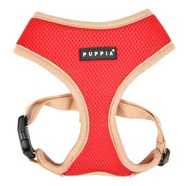 Puppia Soft Dog Harness II Mesh Over-The-Head All Season No Pull No Choke Walking Training Adjustable for Small & Medium Dog - RED - L