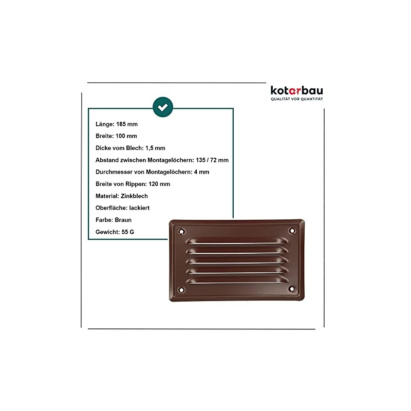 KOTARBAU 05907465900836 Post Support, 165 x 100 mm, Brown