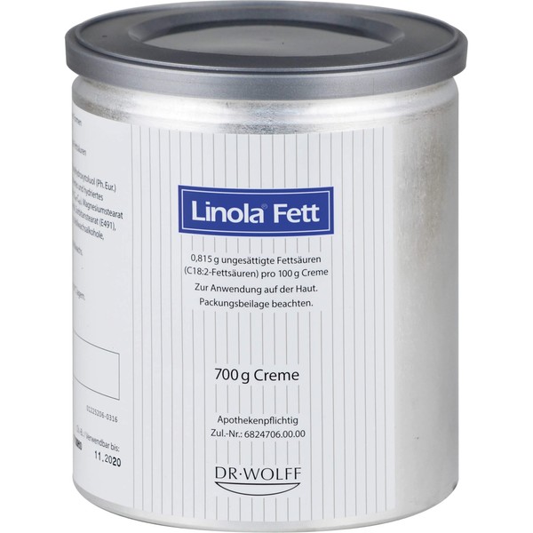 Linola Fett Creme zur Behandlung sehr trockener, rissiger, juckender oder zu Neurodermitis neigender Haut, 700 g Creme