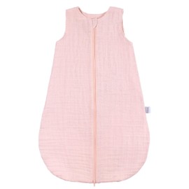 MAKIAN Baby Summer Sleeping Bag Muslin - Lightweight Sleeping Bag Made of 100% Cotton - Sleeveless, Breathable, TOG 1.0 - Oeko-Tex Standard 100 - Spring & Summer, Powder