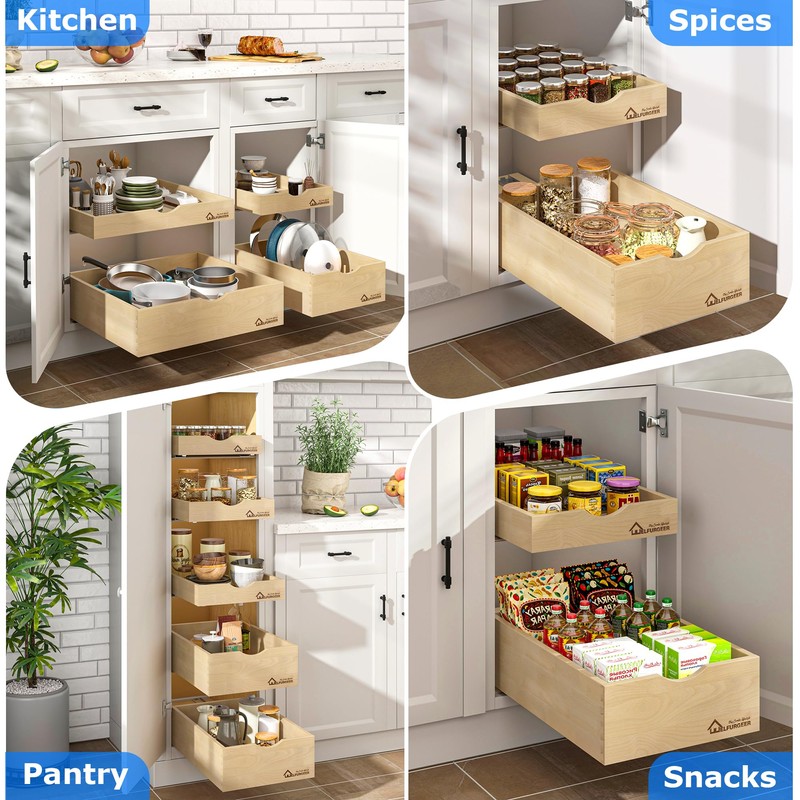 WelFurGeer Soft Close Pull Out Drawer for Kitchen Cabinets, 20"