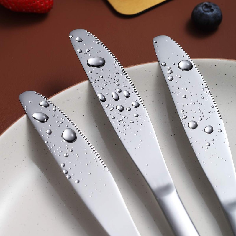 Dinner Knives Set Of 6, Berglander Stainless Steel Shiny Mirror