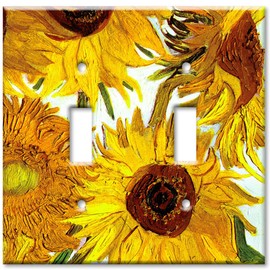 Art Plates - Double Gang Toggle OVERSIZE Switch Plate/OVER SIZE Wall Plate - Van Gogh: Sunflowers