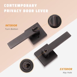 KNOBWELL Exterior Door Handle Heavy Duty Keyed Entry Door Handle Set(Not Keyed Alike) Entrance Handleset, Oil Rubbed Bronze Finish, Left or Right Handing Door Handle 2.13 lb One Lever