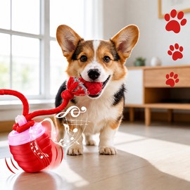 Smart Interactive Dog Toy Ball with Rope, USB Rechargeable Automatic Rolling & Bouncing Pet Toy for Small to Medium Dogs