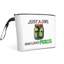 Qoqxjodd Pickle Lover Makeup Bag, Birthday Friendship Gifts for Daughter Sister Women, Just A Girl Who Loves Pickles, Pickle Lover Gift, Pickle Cosmetic Bag, Travel Makeup Bag Zipper Pouch - HZT14