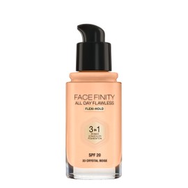 Max Factor Facefinity All Day Flawless 3 in 1 Foundation in Crystal Beige 33 - Primer, Concealer & Foundation in One - For a Perfect Matte Finish - 1 x 30 ml