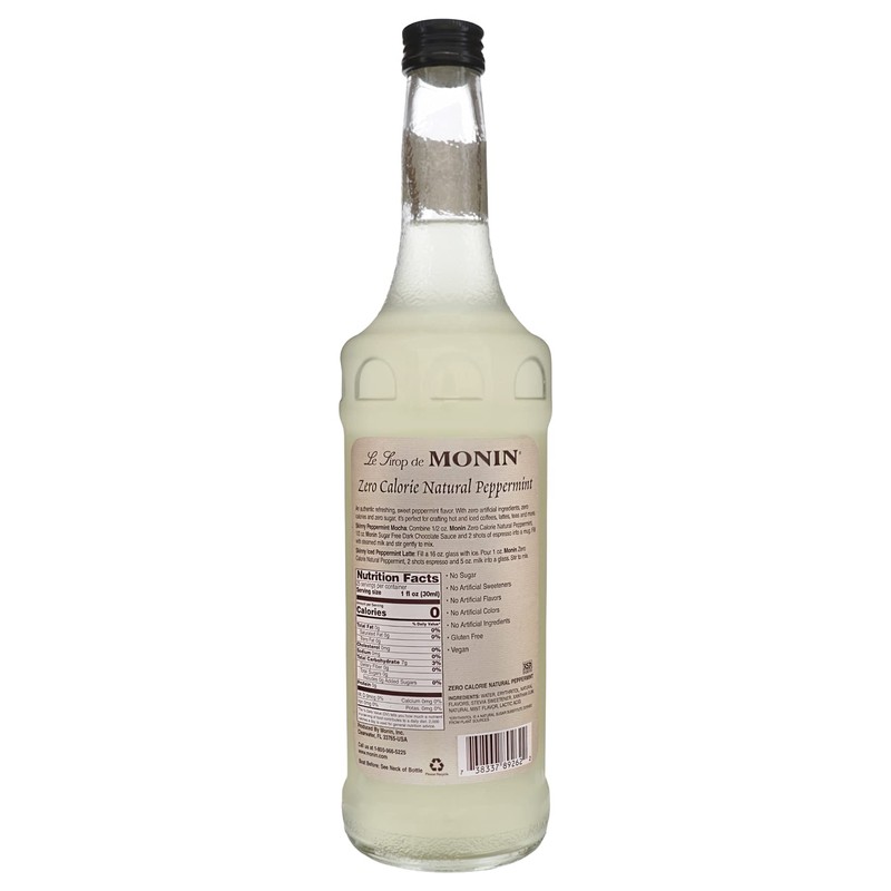 Monin - Zero Calorie Natural Peppermint Flavoring, No Sugar, Refreshing