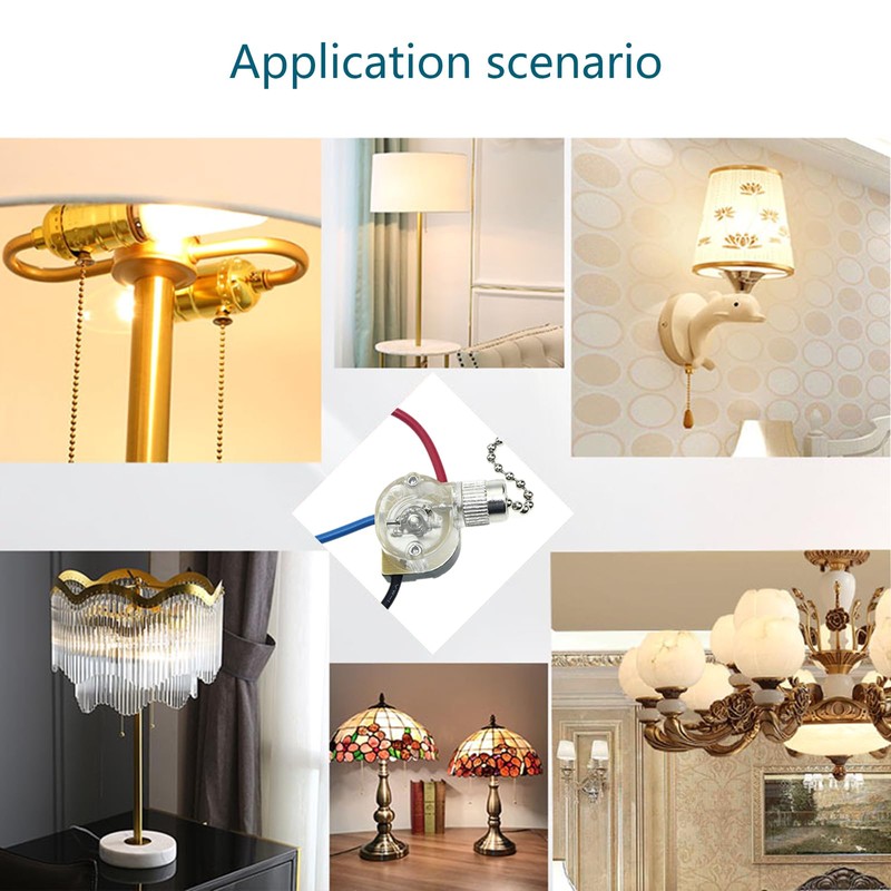 Upgraded Semi-Clear Pull Chain Switchs with 15cm Cable Simple Installs