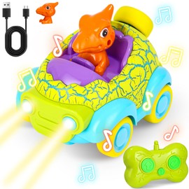 Remote Controlled Car from 2 Years, Dinosaur Toy with Lights and Music, Dino Toy Car Gifts for Boys, Toy from 2-6 Years Cars Children