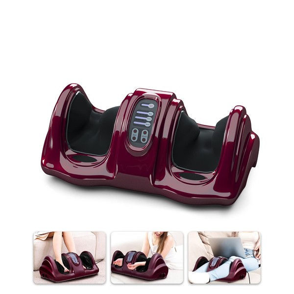 ARLIME Foot Massager Machine with Remote Shiatsu Foot Massager for Pain Relief, Plantar Fasciitis, Blood Circulation, Calf and Foot Massager Deep Kneading for Calf Leg Ankle, 4 Massage Modes, Burgundy
