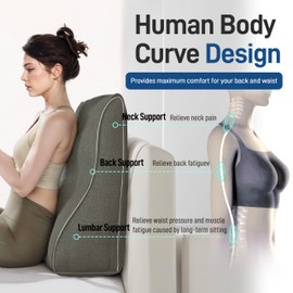 Daneey Reading Pillows for Sitting in Bed Adult Back Pillow for Bed Sitting Up, Back Support Pillow for Bed, Foam Wedge Pillow for Neck, Lumbar, Back, Pink, 20 * 9 * 22IN