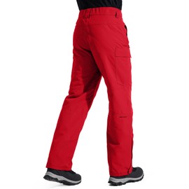 FREE SOLDIER Men's Waterproof Snow Insulated Pants Winter Skiing Snowboarding Pants with Zipper Pockets(Red Large(38-40)/30L)