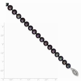925 Sterling Silver 7-8mm Black Freshwater Cultured Pearl Necklace 20"