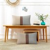 JASEN Faux Leather and Linen Pillow Covers 12x20 Inch Set