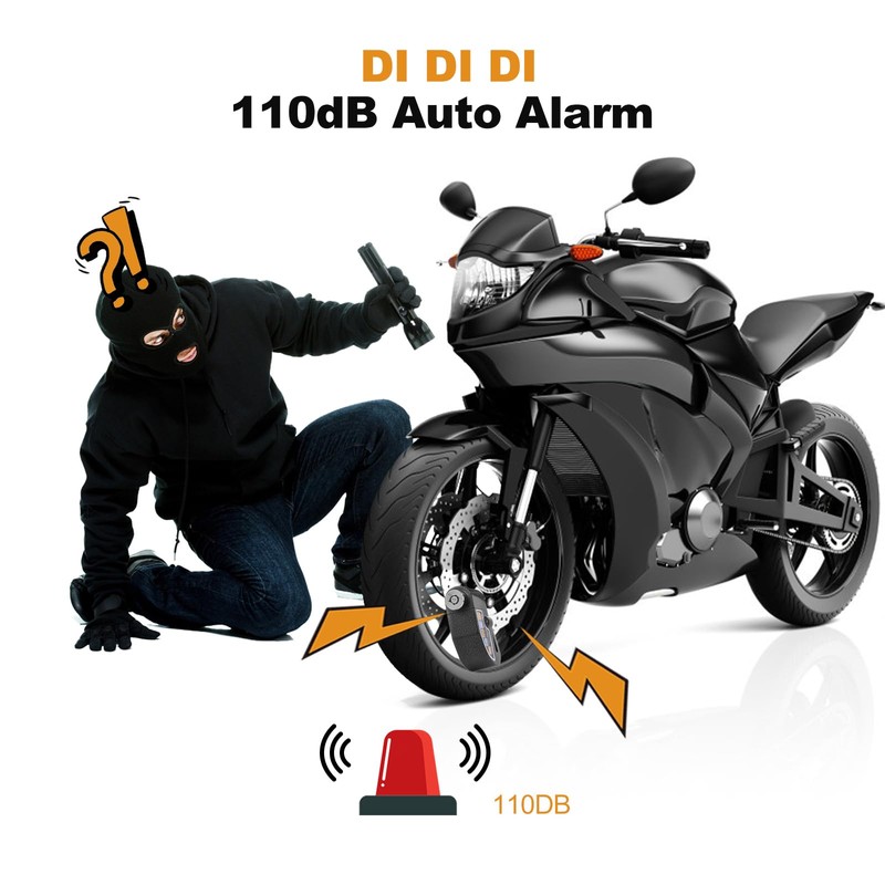 AGPTEK 110dB Motorcycle Brake Lock with 5FT Reminder Cable, Anti-Theft