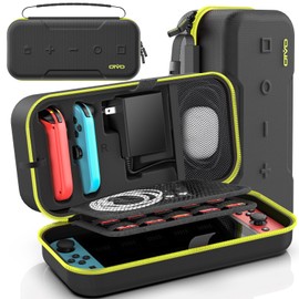 Switch Case, OIVO Switch Case, Waterproof, Dustproof, Dirt-Proof, Shockproof, Full Protection, Large Capacity, Convenient to Carry, Can Store 20 Game Cards, Cables, Earphones, Etc., Yellow