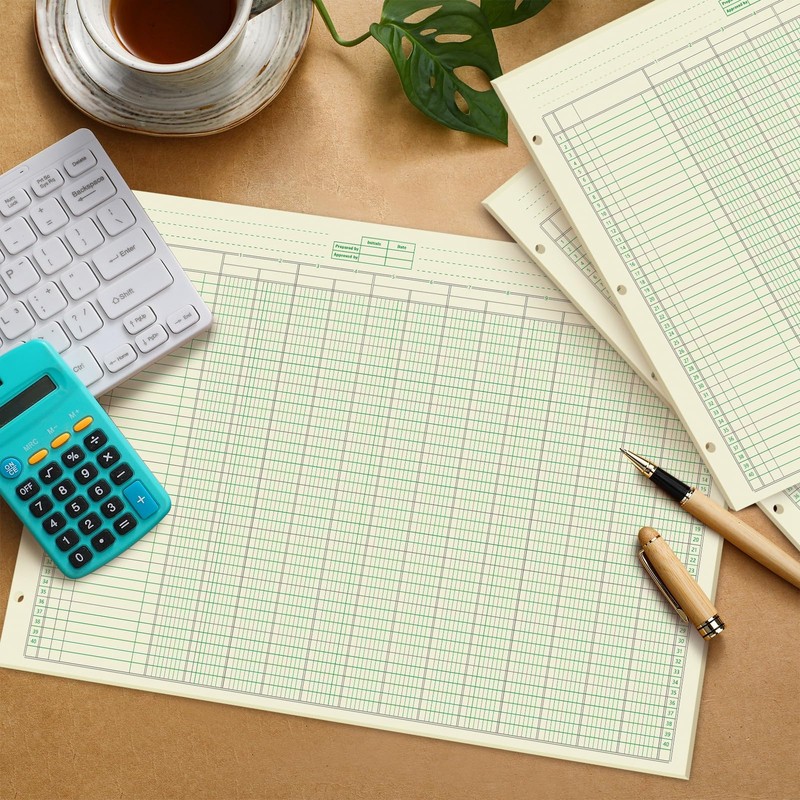 Fulmoon 5 Pack 250 Sheets Ledger Paper Accounting Columnar Pads
