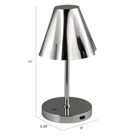 Bloomingville Metal LED Rechargeable Table Lamp with Touch Sensor, Silver Finish