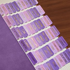 Laminated Bible Tabs, Bible Study Supplies, Large Print Bible Book Tabs for Women and Men, (Gold Foil Embossed Lettering) Bible Labels Index Tabs, Bible Accessories for Easy Navigation(Gentle Purple)