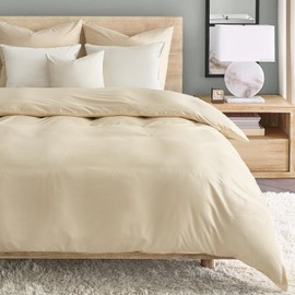 WohlNest Bed Linen 155 x 220 cm, Beige, Microfibre Bed Linen Sets, 1 Duvet Cover 155 x 220 cm + 1 Pillowcase 80 x 80 cm, Bed Linen Plus Size 155 x 220 cm, Soft with Zip