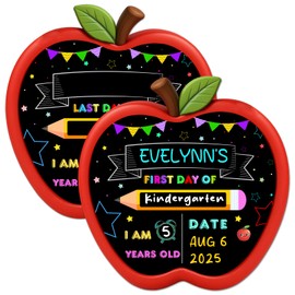 JUESMOS Double Sided First and Last Day of School Board Sign 9.5"x10.3" Back to School Sign for Kids Girls Boys Reusable Chalkboard Signs for 1st Day of Kindergarten Preschool Photo Props Signs