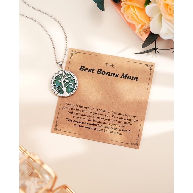 JOGDIAM Tree of Life Necklace Bonus Mom Gifts for Stepmom