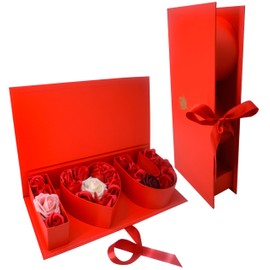 AebDerp Valentines Day Flower Gift Box: "i Heart U" Letter Large Flower Boxes with Ribbon for Christmas, Wedding Party, Mothers Birthday Love Favors, Bridal Shower Chocolate Packaging, Rose Bouquet Present (black)