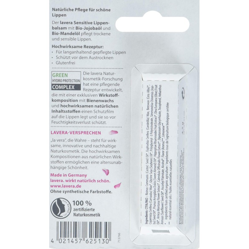 Lavera Basis Sensitive Lip Balm, 4.5 g