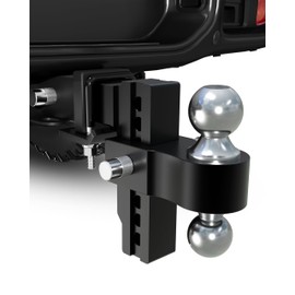 Adjustable Trailer Hitch, Fits 2 inch Receiver, 6 inch Drop/Rise Aluminum Drop Hitch, 12500LBS GTW, 2” & 2-5/16” Dual Ball, Ball Mount for Truck with Anti-Theft Hitch Locks, Hitch Tightener,Black