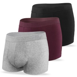 REELINDRY Incontinence Underwear for Men Leak Proof High Absorbency 2.3 oz Odor Control Bladder Leakage Washable Boxer Briefs 3 Pack (1 Black-1 Light Gray-1 Maroon, L)