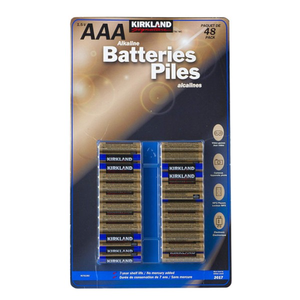 Kikland Signature Alkaline batteries - 48pk 7 Year Shelf life Best By 2016