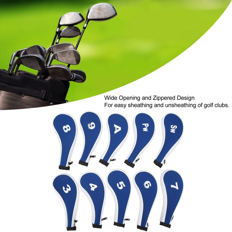 10pcs Golf Iron Head Cover with Number Printing Neoprene Zippered