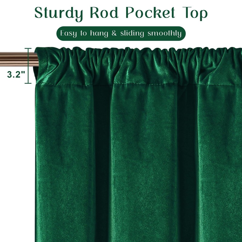 Likiyol Green Velvet Valances for Windows Ruffle Valance Curtains Christmas