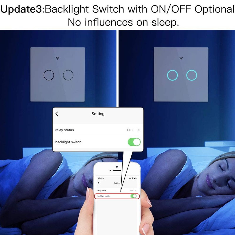MOES Smart Alexa WiFi Light Switch Touch RF433 No Neutral