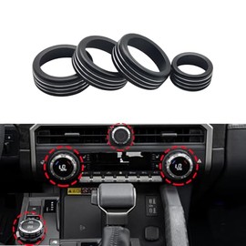 Tocatus for 2024 Toyota Tacoma with 14 inch Screen AC Air Conditioning Switch Knobs Audio Dirve Button Ring, Black Aluminum 4pcs
