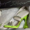 Betsey Johnson Perry Citron Neon Green Rhinestone Strappy Heels Size