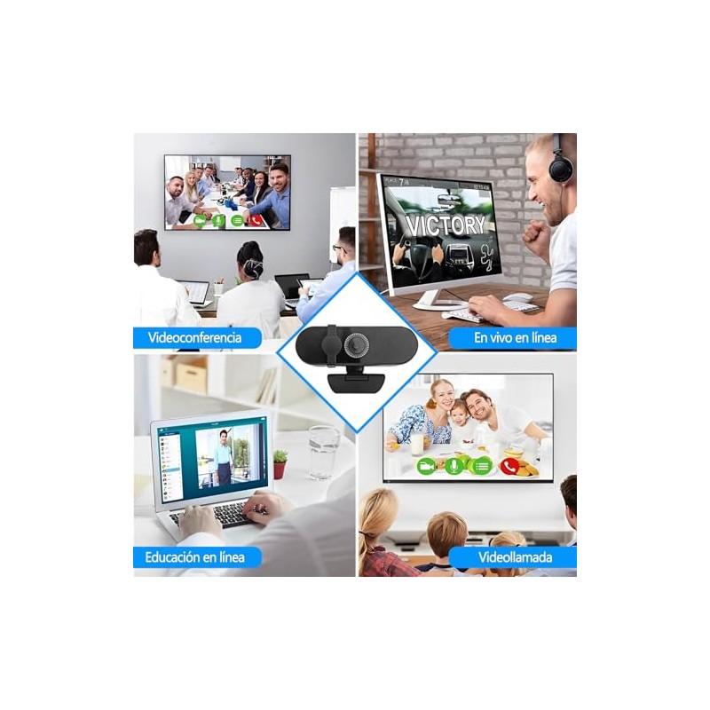 Webcam Cámara Web Full HD 1080p 30fps con Micrófono Integrado