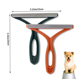 Reusable Pet Hair Remover, Portable Cat Dog Hair Remover, Lint Remover for Clothes, Carpet Brush for Dog Cat Stair Car Sofa (Orange + Green)
