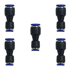 zjxed 1/4" OD x 1/8" OD Pneumatic quick Connector Push to Connect fittings Straight reducer Union/Coupler (Pack of 5)