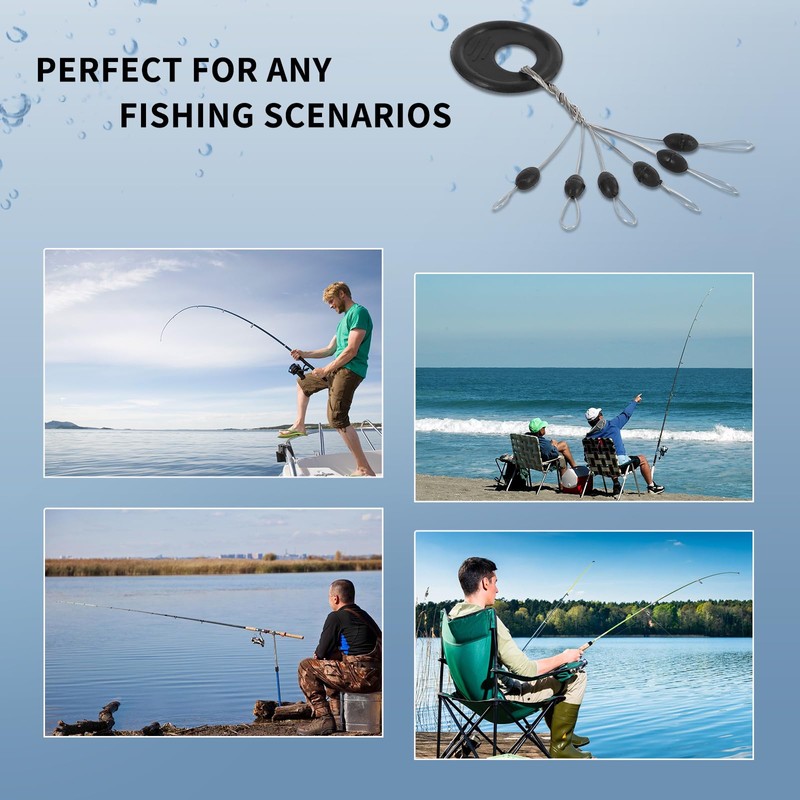 600 PCS Fishing Rubber Bobber Stoppers, 6 in 1 Rubber