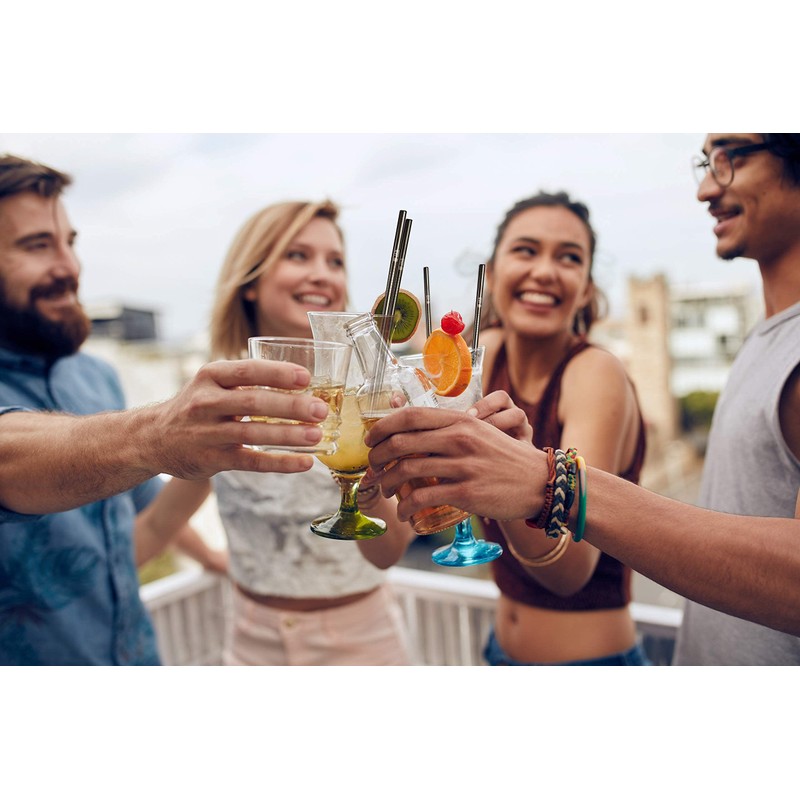JABs 12 Silver Stainless Steel Straws Reusable Straight Straws and