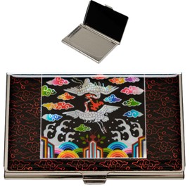 February Mountain Mother of Pearl Business Card Case - Korea Traditional Gifts, Slim Metal Holder for Business & Credit Cards, Pocket-Sized Purse Wallet, RFID Blocking Protection, Multicolor, Color