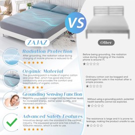 Grounding Sheet Queen Size - 95% Organic Cotton + 5% Pure Silver Fiber, Grounding Sheet Earth Connected Bedding (60"x 80"x 13" Gray) Fitted Earth Sheets with Grounding Cord