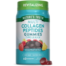 Nature's Truth Nature's Truth Multi Collagen Gummies | Type I, II, III, V, X | 60 Count | Non-GMO & Gluten Free Complex Supplement | Mixed Fruit Flavor