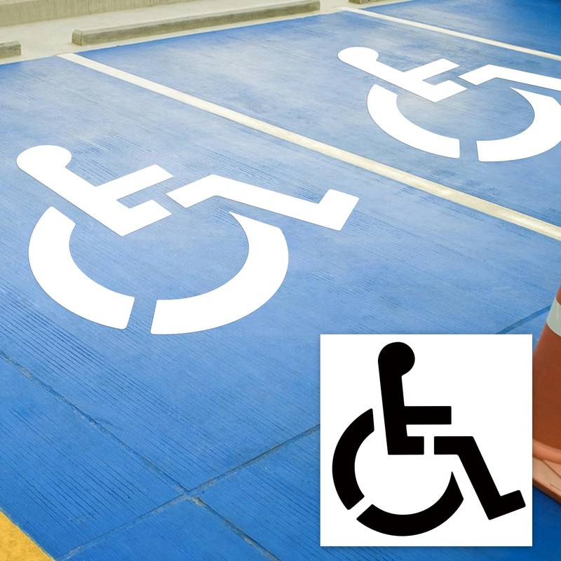 Handicap Parking Stencil, 33 x 36 inches, Reusable Silicone Template,