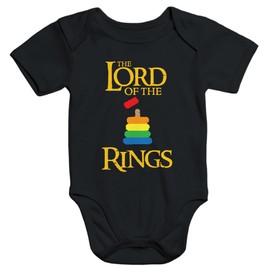 MoonWorks Baby Bodysuit The Lord of The Rings Short Sleeve Organic Cotton Print, black