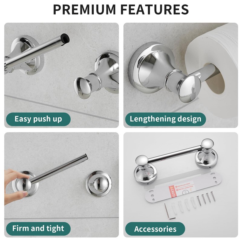 Hoimpro Wall Mounted Rustproof Chrome Toilet Tissue Paper Holder Bathroom
