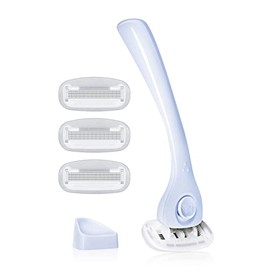 Billie Kit de afeitado para mujer - Maquinilla de afeitar para mujer + 4 repuestos de maquinilla de afeitar de 5 hojas + soporte magnético - azul frío