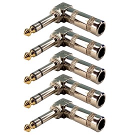 Kurrent Electric 5 Pack of 6.3mm 1/4 inch Stereo Right Angle 90 Degree Instrument Audio Jack Plug